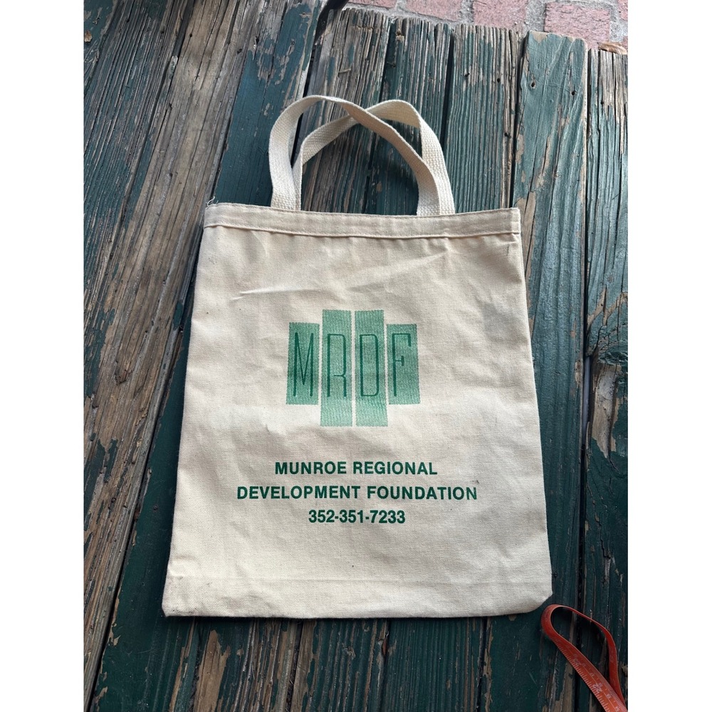 Vintage Fabriko Munroe Regional Medical Center Canvas Tote Bag Made in USA Cream